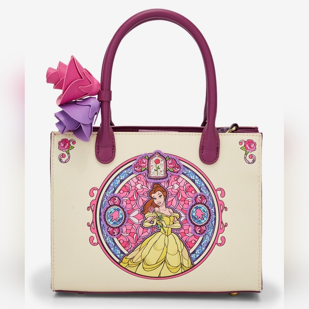 NWT: Loungefly Disney Beauty & the Beast Stained Glass Portrait Crossbody Bag 🌹